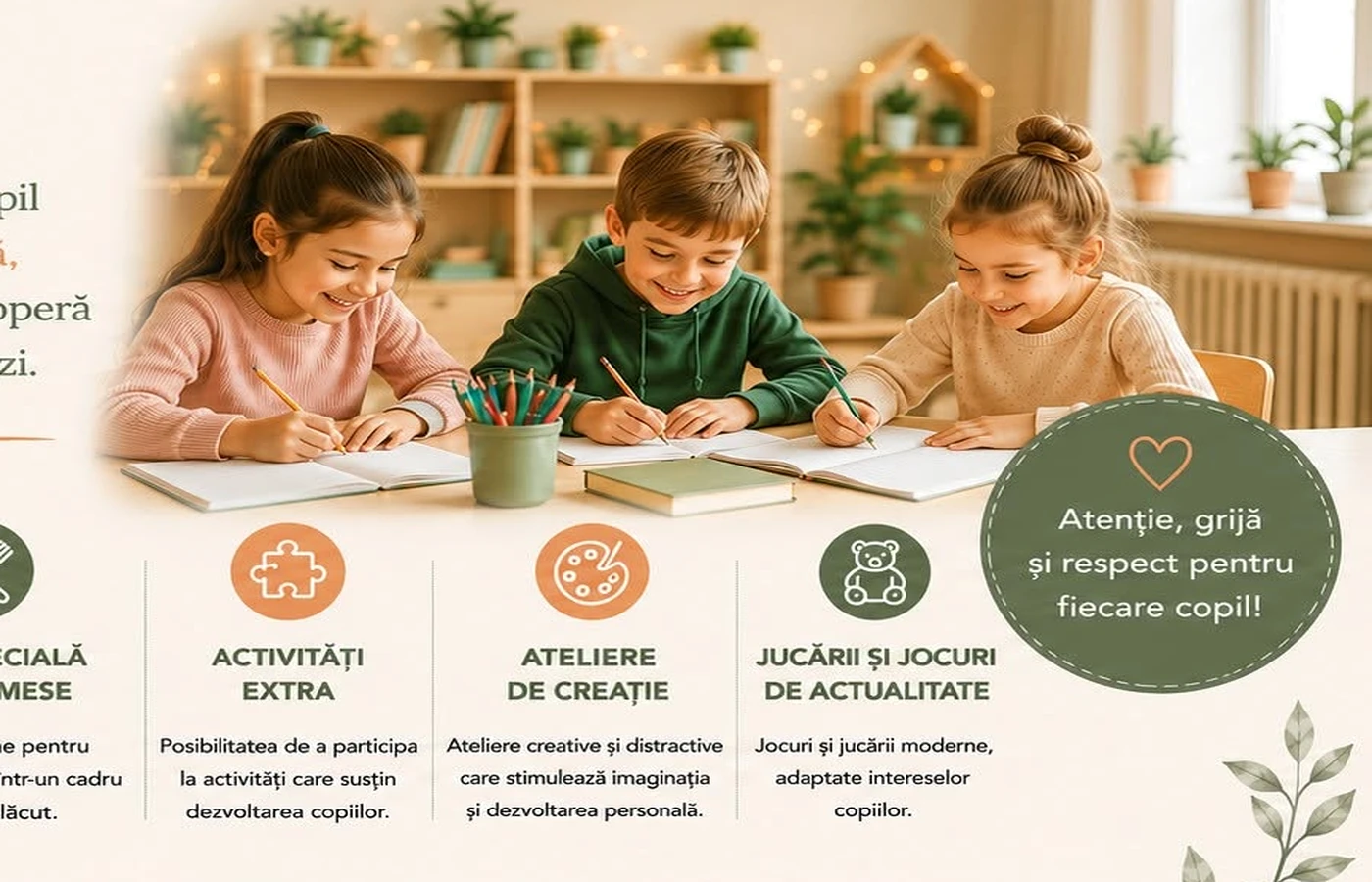 Copii care invata si lucreaza impreuna la Kids Nest